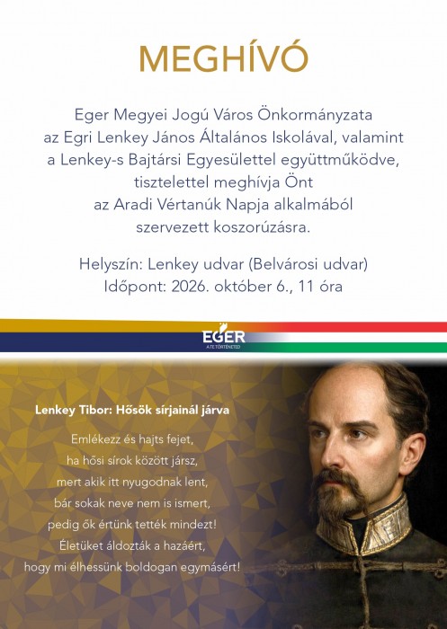 eger október 6. aradi vértanúk napja megemlékezés 2026-ban plakát
